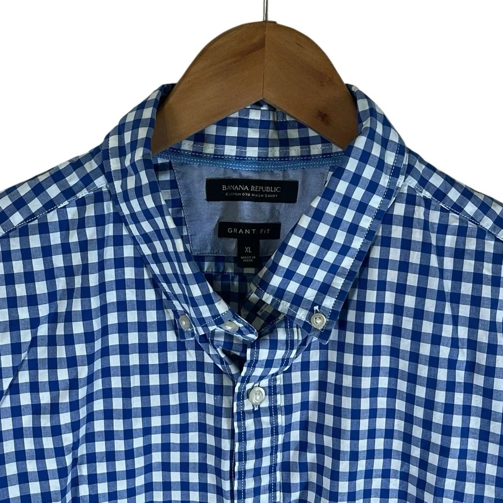 BF893 Men’s Banana Republic Custom 078 GRANT Fit Gingham Print Button Shirt XL